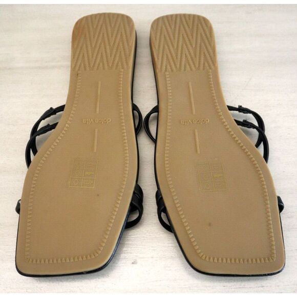 Clear x Dolce Vita Women Sz 8.5 Black Vinny Square Toe Strappy Flat Sandals - Picture 4 of 4